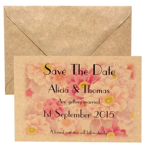 Save the Date Cards - Personalised Vintage/ Shabby Chic Wedding with Envelopes - Picture 1 of 4