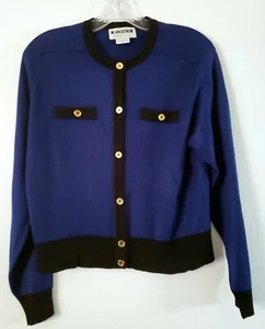 Joan Leslie Women's Dark Blue Light Weight Long Sleeve Button Sweater Size PS - Picture 1 of 4