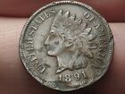 1891 INDIAN HEAD CENT PENNY  VF/XF DETAILS 3 DIAMONDS