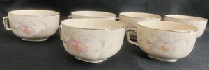 Vintage 1930s Pink Floral American Limoges Tea Cups 6 Total 1 Has A Chip - Picture 1 of 7