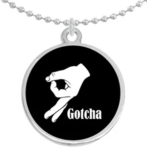 Gotcha Hand Circle Game Round Pendant Necklace Beautiful Fashion Jewelry - Picture 1 of 1
