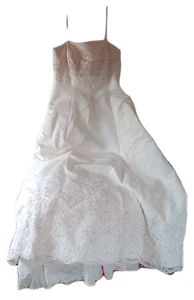Mon Cheri Größe 16 Elfenbein Weiß Ombre Perlendetail Spaghettiträger Brautkleid - Bild 1 von 8