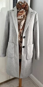 Cappotto grigio New Look 8-10 donna morbido caldo cappotto pea giacca petto singolo - Foto 1 di 6