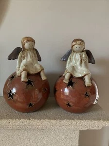 Ceramic tealight candle holder with cherubs - Picture 1 of 3