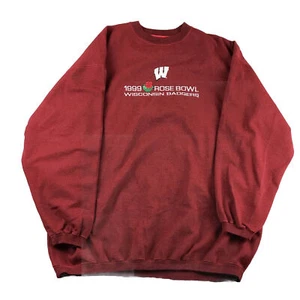 VTG Wisconsin Badgers Sweatshirt Mens XL Red Oversized Pullover 1999 Rose Bowl - Picture 1 of 10