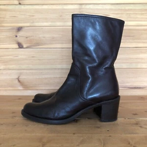 LK Bennett Womens Boots Size UK 6 Brown Leather Block Heel Mid Calf - Picture 1 of 7