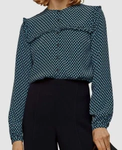 $398 Whistles Women's Blue Floral Long-Sleeve Button Shirt Blouse Top US Size 4 - Picture 1 of 2