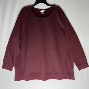 CJ Banks Sudadera Mujer 3X Borgoña Chevron Acolchada LS Camisa Ver Todas las Fotos - Imagen 1 de 10