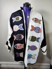 Yak Magik Art to Wear Open Jacket Coat Beaded Embroidered Fish Appliques Size SM