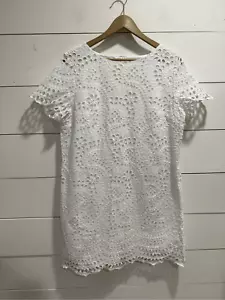 Preston & York White Cotton Eyelet Dress Sz 16 - Imagen 1 de 9
