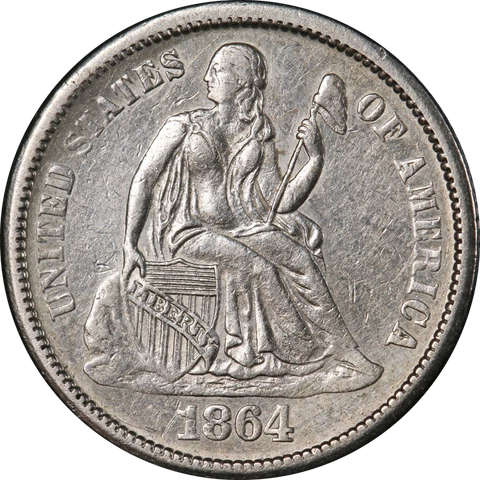 1864-S Seated Liberty Dime XF/AU Details Key Date Nice Eye Appeal Nice Strike Cover