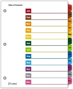 Cardinal OneStep Binder Dividers, 12-Tab Monthly, Customizable Table of - Picture 1 of 7
