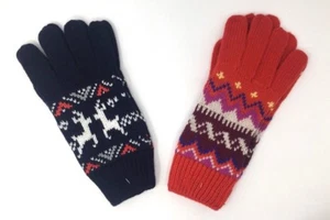 Guanti maglione donna fantasia Old Navy colore blu/rosso arancione/viola NUOVI - Foto 1 di 5