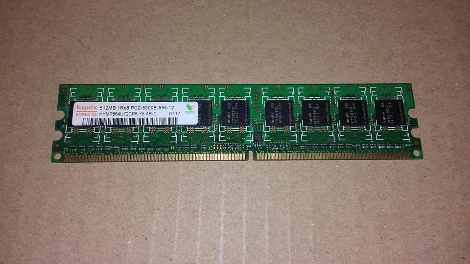 512MB PC2-5300E ECC RAM Server Hynix HYMP564U72CP8-Y5 DDR2 DIMM 240pins 667MHz - Imagen 1 de 1