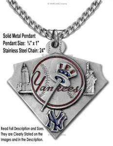 NEW YORK YANKEES NECKLACE STAINLESS STEEL CHAIN BASEBALL DAD GIFT FREE SHIP CA' - Picture 1 of 16