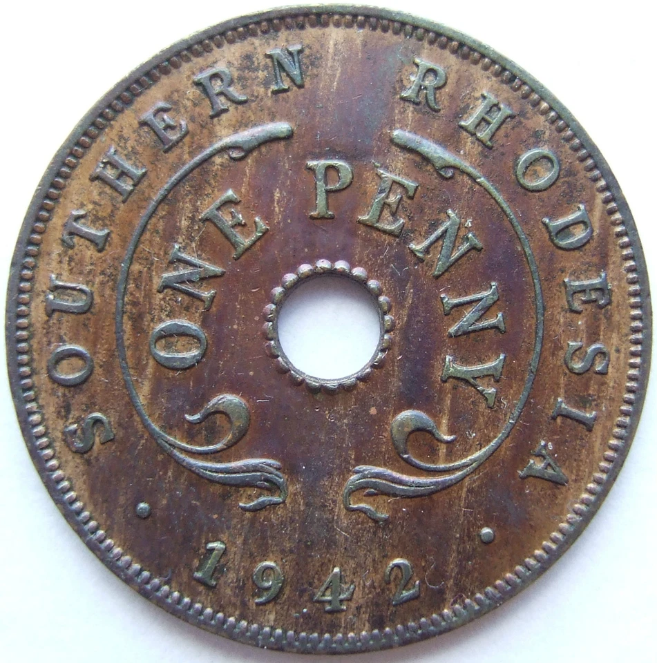 Coin George VI KM 8a Bronze Southern Rhodesia 1 Penny 1942 in Uncirculated - Image 1 of 2