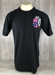 Vintage Adidas Wide Eyes Trefoil Shirt Black 3 Stripe Pocket T Men's Size M - Picture 1 of 21