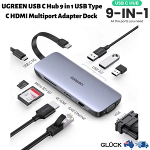 UGREEN USB C Hub 9 in 1 USB Type C HDMI Multiport Adapter Dock with 4K HDMI, VGA - Picture 1 of 7