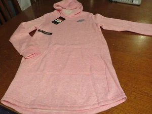 NEW Girls Pink NIKE Sweatshirt Dress with Hood & Pockets Size LARGE 14/16 NWT - Picture 1 of 7