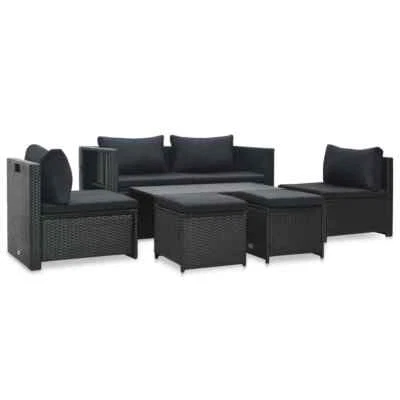 Patio Furniture Set 6 Piece Sectional Sofa with Coffee Table Rattan vidaXL - Image 1 of 3
