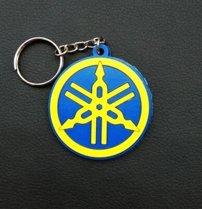 Yamaha Logo Blue Keychain Rubber Motorcycle Racing Bike Keyring Collectable #02 - Picture 1 of 8