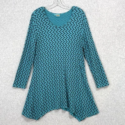 Túnica Tianello tamanho XL 3/4 manga elástica texturizada granola boho caprichoso - Imagem 1 de 4