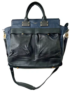 Borsa pilota Rag & Bone grande pelle blu e nera doppio manico tracolla - Foto 1 di 24