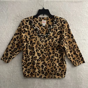 Ruby Rd. Damen Bluse Top Animal Brint Braun Petite Large Baumwollmischung 3/4 - Bild 1 von 7