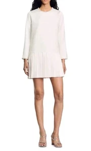 Sandro Princesse white Plleated mini silk Dress SIZE 34/ US 2 NEW - Picture 1 of 4