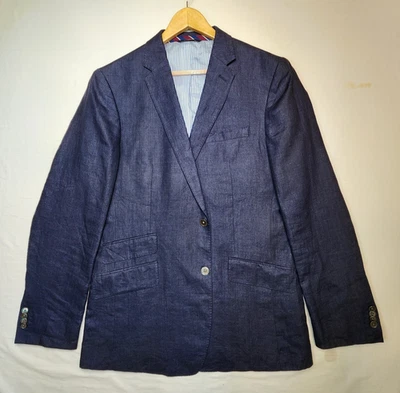 Banana Republic Modern Slim Fit Blue 100% Linen Blazer Sports Coat Mens Size 42L - Image 1 of 4