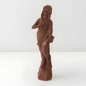 Grande Sculpture Femme Art Nouveau France 1900 Chanson Aspect Terre Cuite Et Or - Picture 1 of 17