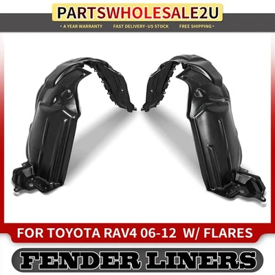 2 peças forros internos de para-lama protetor contra respingos dianteiro para Toyota RAV4 2006-2012 com alargadores - Imagem 1 de 4