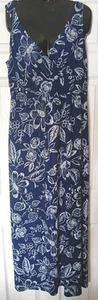 Chaps Maxi Dress Sleeveless Size XL Navy Blue Floral Print Surplice Bloomcore - Picture 1 of 6