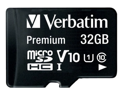 VERBATIM - Premium U1 MicroSDHC Memory Card & SD Adaptor, 32GB - Image 1 of 3