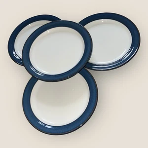 "4 platos de té laterales Denby Boston azul 7"" gres inglés buen estado" - Imagen 1 de 9