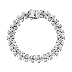 Moissanite 14.85 Celestial Bow Bracelet Rhodium Plated Silv 7.25 In - Picture 1 of 3
