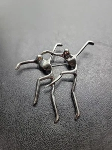 Vintage Brutalist Modernist Dancers Figures Brooch Pin Sculptural Silver Tone - Picture 1 of 2