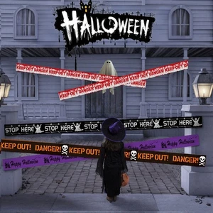 Halloween Caution Tape Home Door Window Warning Line Halloween Decoration Props - Picture 1 of 12