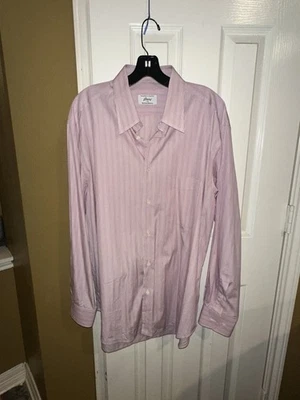 Brioni Shirt Mens XL Stripe Button Down Italy Red/white Dress Shirt - Image 1 of 4