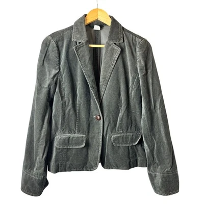 Chaqueta Blazer J.Crew Terciopelo Para Mujer Talla 10 Gris Verde Preppy Academia Minimalista  Foto 1 de 4