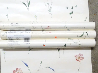 3 Rolls Wildflowers Red Blue Green Eddie Bauer Pre-pasted Wallpaper 168 Sq Ft - Image 1 of 4