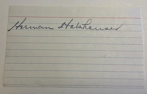Herman Holshauser signed autographed 3x5 index card Major Leagues 1930s - Picture 1 of 2