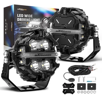 LED Work Light Pods RGB Background DRL For SUV Marine Off Road 12V White IP68 - Image 1 of 4