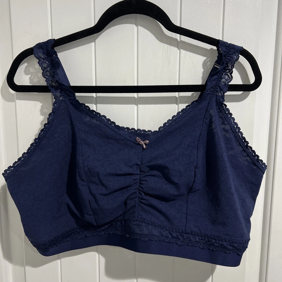 Cacique Bralette Unlined Wireless Navy Lace Lane Bryant Plus 26/28 - Image 1 of 4