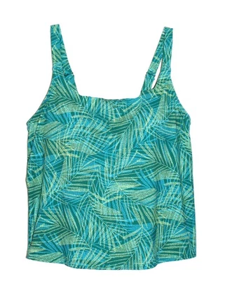 Tankini Lands' End Swim Top Cuello Cuadrado 1X Esmeralda Isla Resistente al Cloro NUEVO Foto 1 de 4