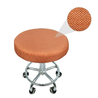 Cubierta de taburete redonda de 16 pulgadas de lino con fundas de asiento redondas elásticas antideslizantes P... Foto 1 de 4