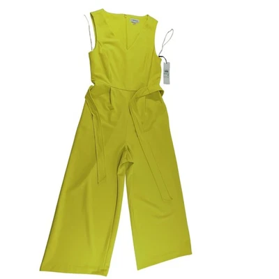 Mono Calvin Klein Amarillo Sin Mangas Pierna Ancha Pantalones Cortos Cinturón Talla 8 Foto 1 de 4