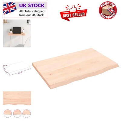 Solid Oak Wood Table Top 60x40cm, Handmade Live Edge for Rustic Elegance - Image 1 of 4