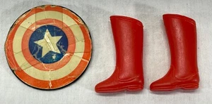 Vintage Mego Captain America Shield 1974 Original 2.5" Plastic + Boots Accessory - Picture 1 of 5