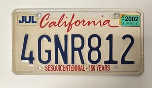 2002 California Nummernschild SESQUICENTENNIAL - 150 JAHRE # 4GNR812 - Bild 1 von 1